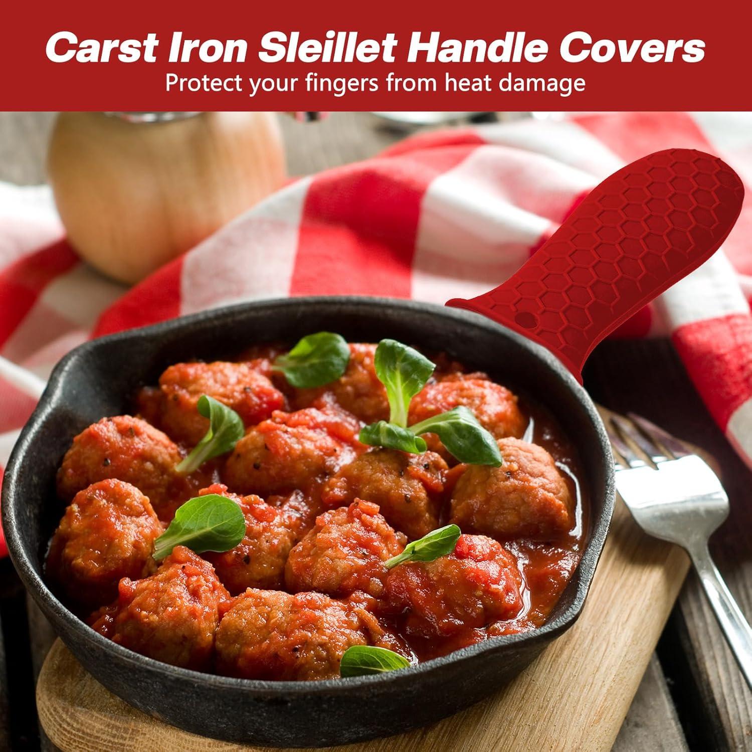 Funda de Mango de Silicona Patelai 2 Piezas Rojo Antideslizante