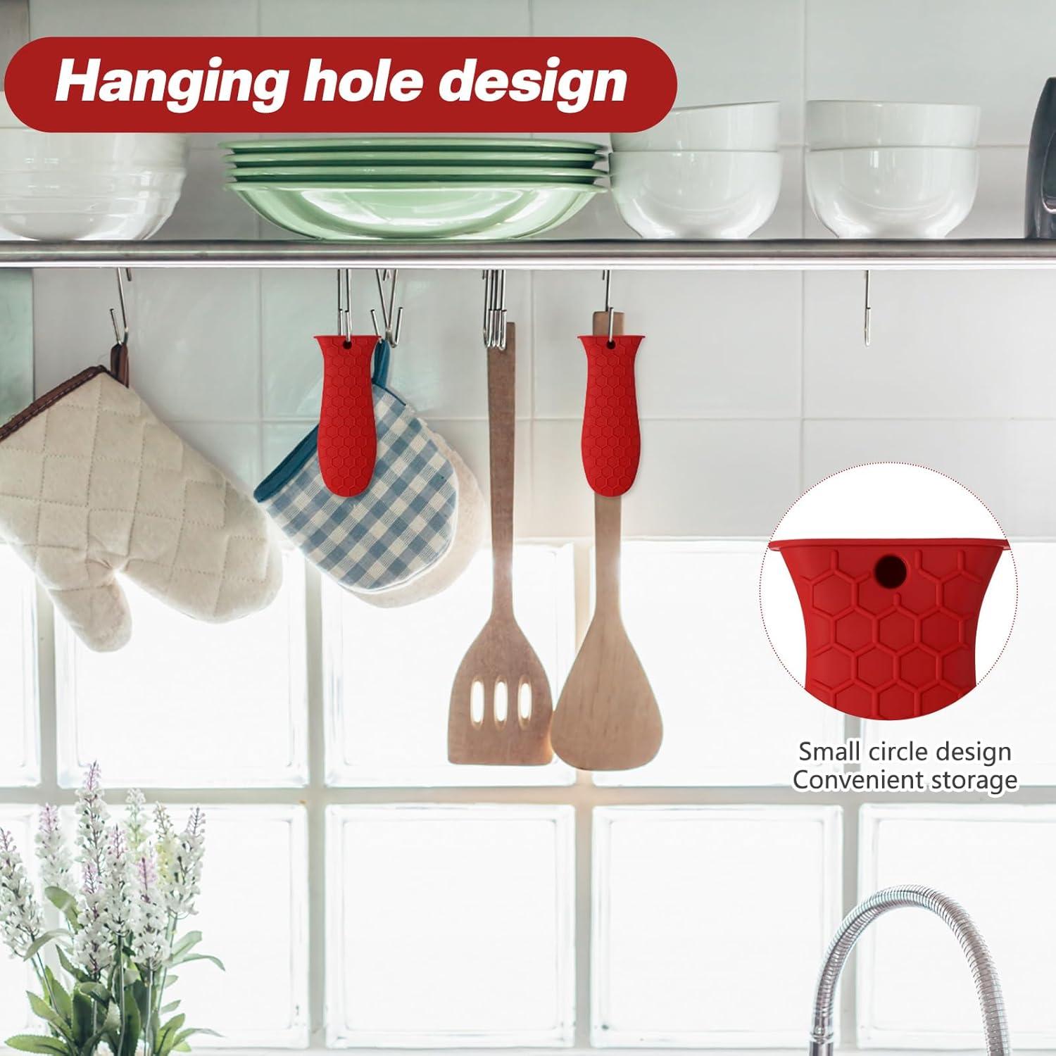 Funda de Mango de Silicona Patelai 2 Piezas Rojo Antideslizante