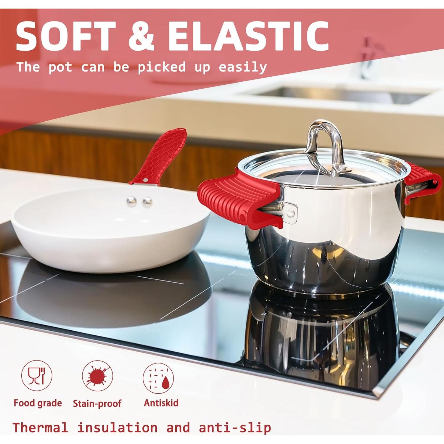 Honeydak Set de 12 Piezas: Tapetes y Cubiertas de Silicona Rojo