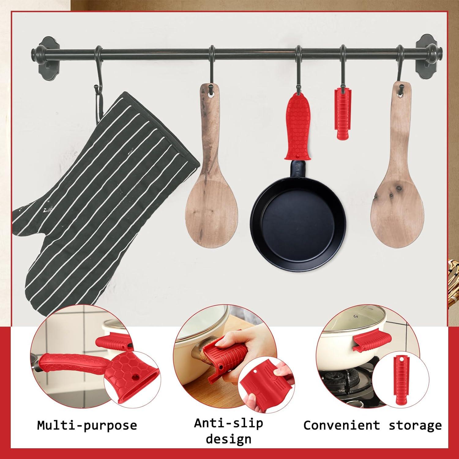 Honeydak Set de 12 Piezas: Tapetes y Cubiertas de Silicona Rojo