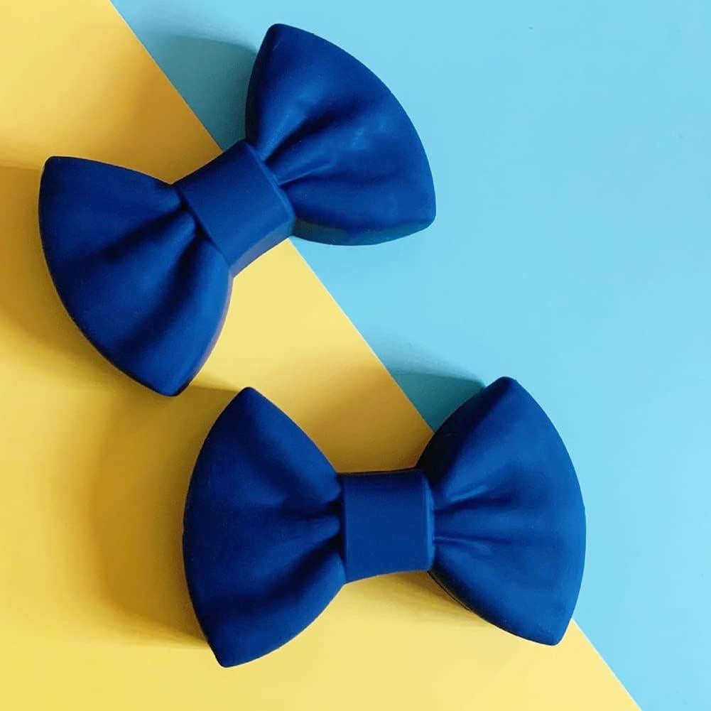 Bow Tie Silicone Heat Insulator Clip, Mini Oven Mitt, Finger Guard Pot Holder, Kitchen Cooking Gloves,Silicone Pinch Holder (Blue)