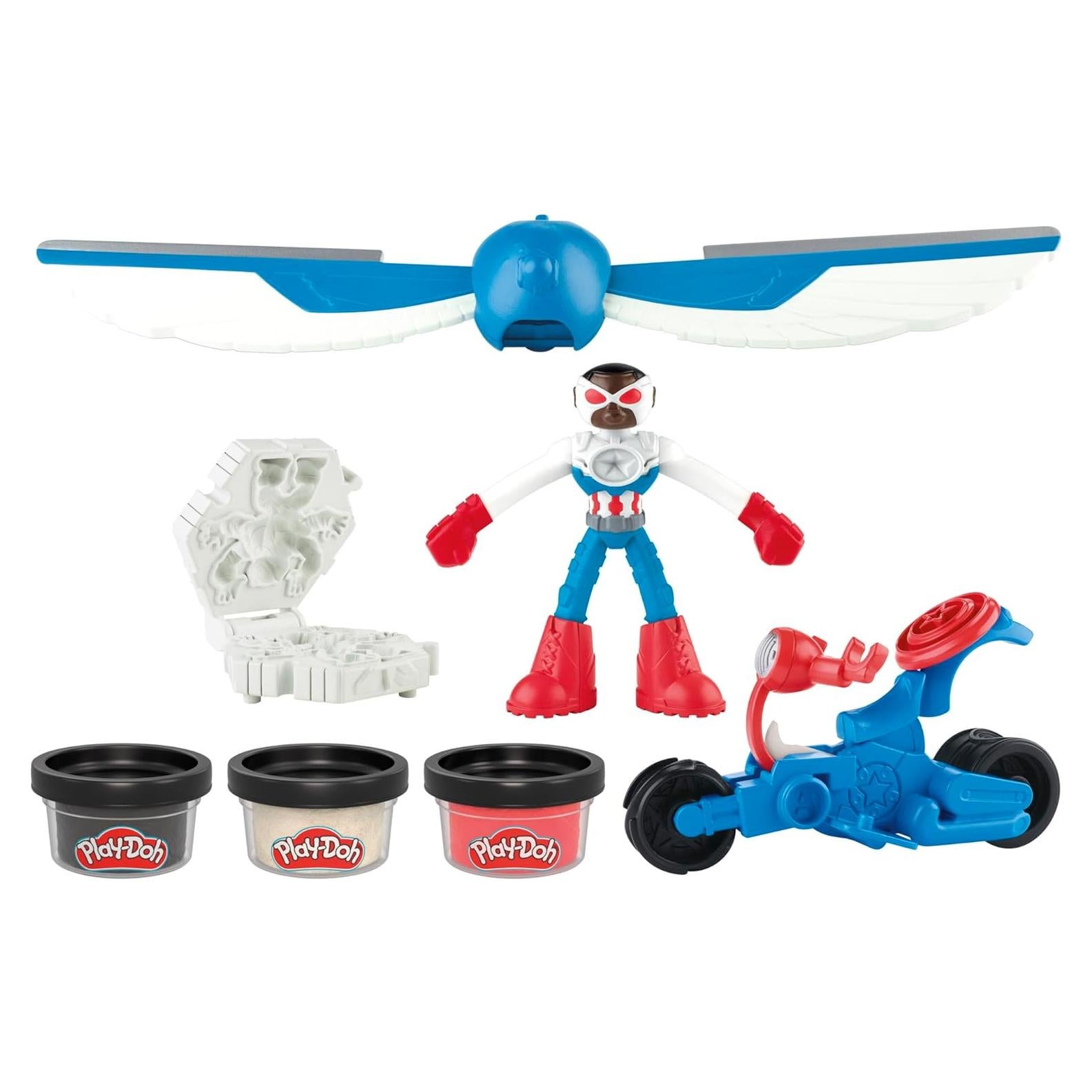 Play-Doh Capitán América Moto-Cortador con Figura y Accesorios