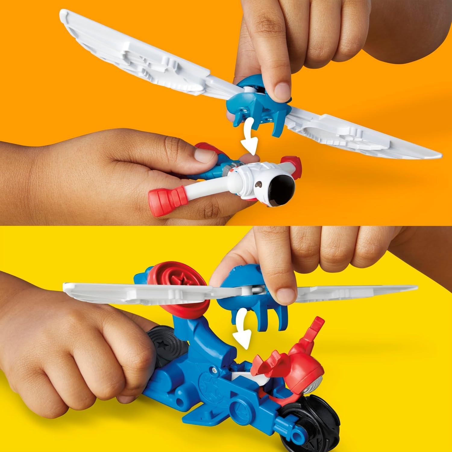 Play-Doh Capitán América Moto-Cortador con Figura y Accesorios