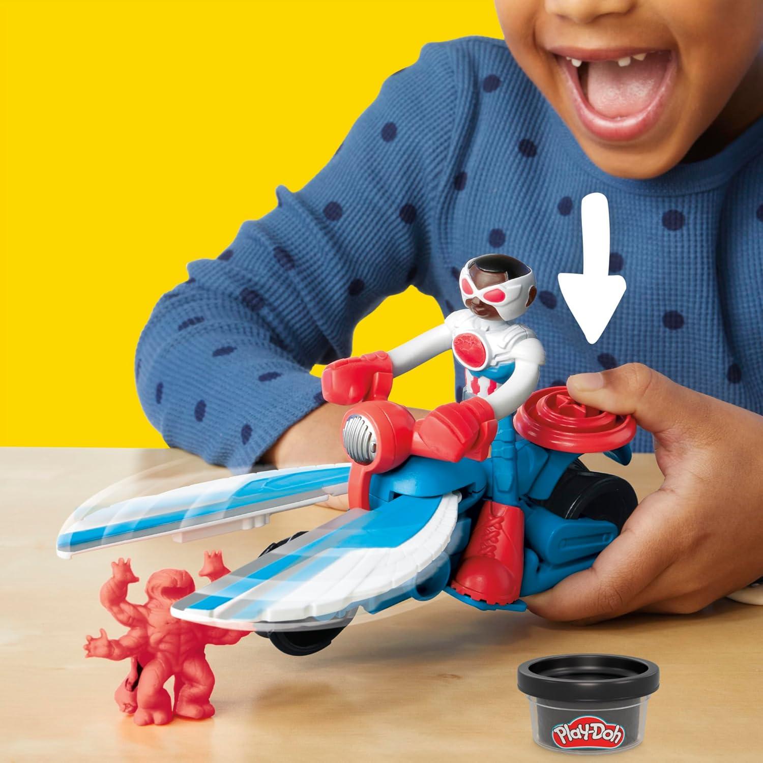 Play-Doh Capitán América Moto-Cortador con Figura y Accesorios