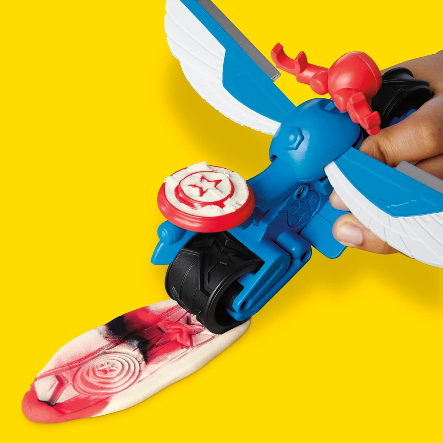 Play-Doh Capitán América Moto-Cortador con Figura y Accesorios