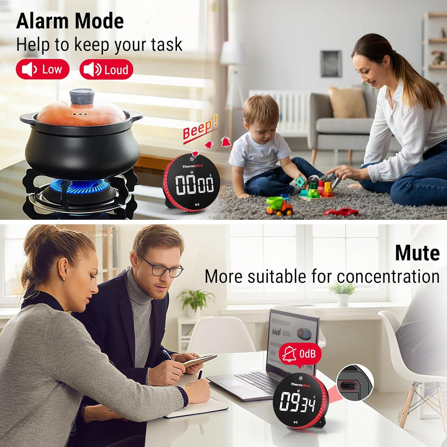 Temporizador Digital de Cocina ThermoPro TM04 con Imán y Soporte