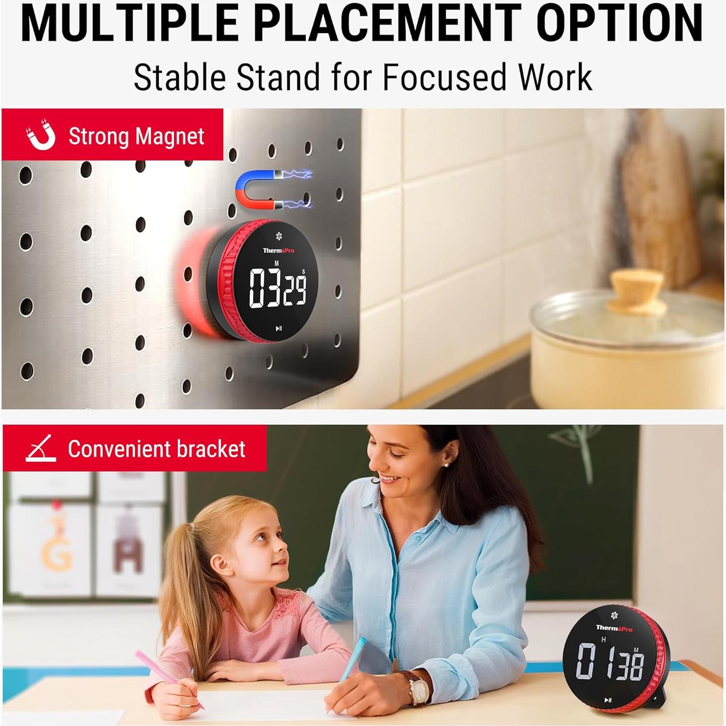 Temporizador Digital de Cocina ThermoPro TM04 con Imán y Soporte