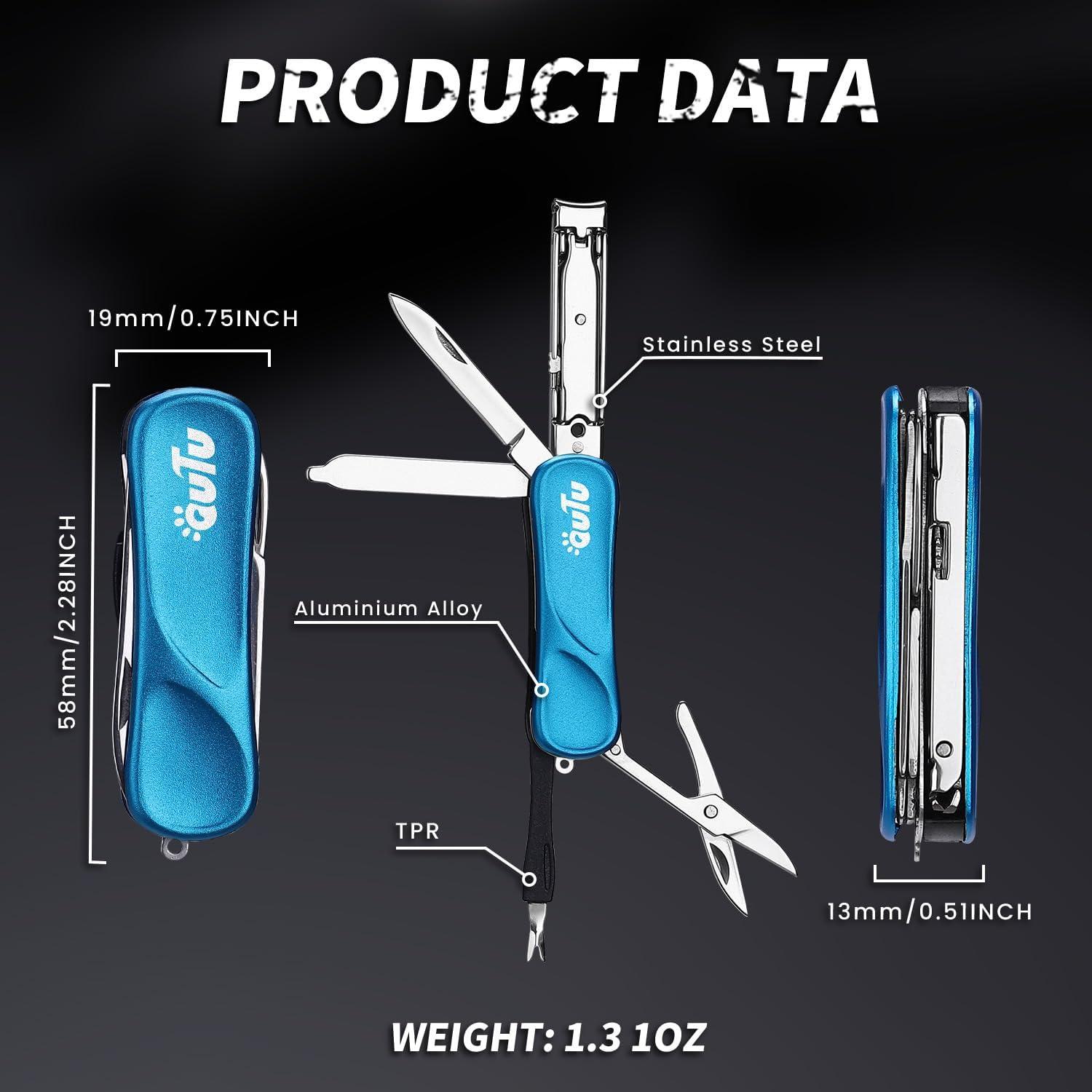 Cortauñas Multiherramienta OUTU 7 en 1 con Llavero Azul