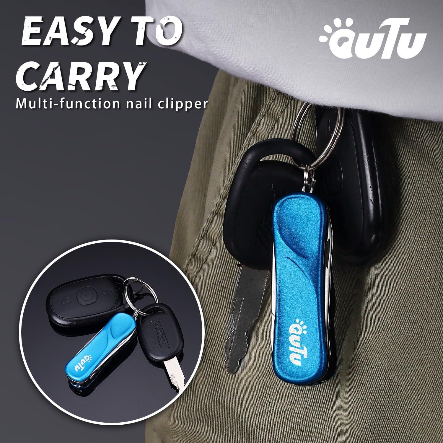 Cortauñas Multiherramienta OUTU 7 en 1 con Llavero Azul