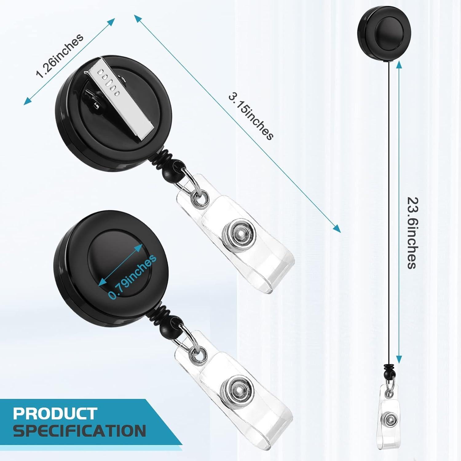 2 Reels de Insignia Retráctiles Koorito con Clip Giratorio Negro