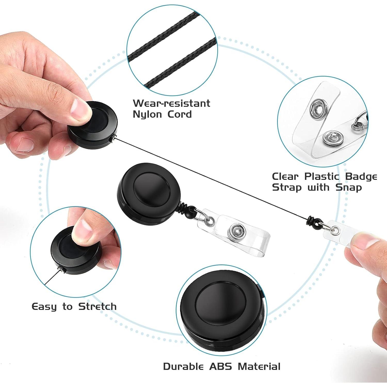 2 Reels de Insignia Retráctiles Koorito con Clip Giratorio Negro