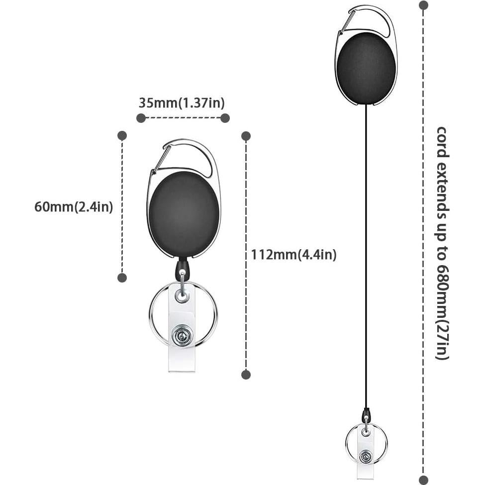 14 Portatarjetas Retráctiles Viaky con Clips y Cuerda 60cm