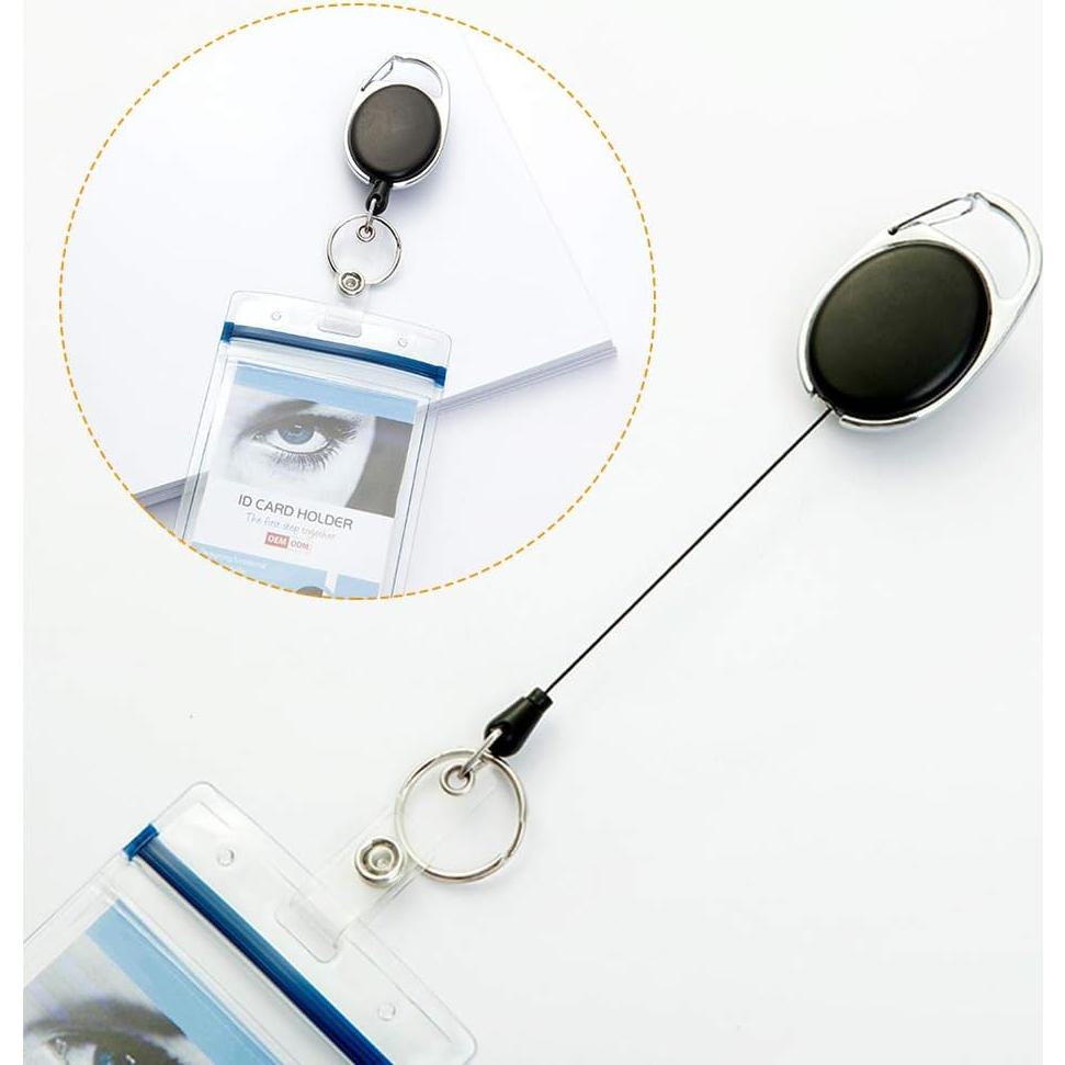 14 Portatarjetas Retráctiles Viaky con Clips y Cuerda 60cm