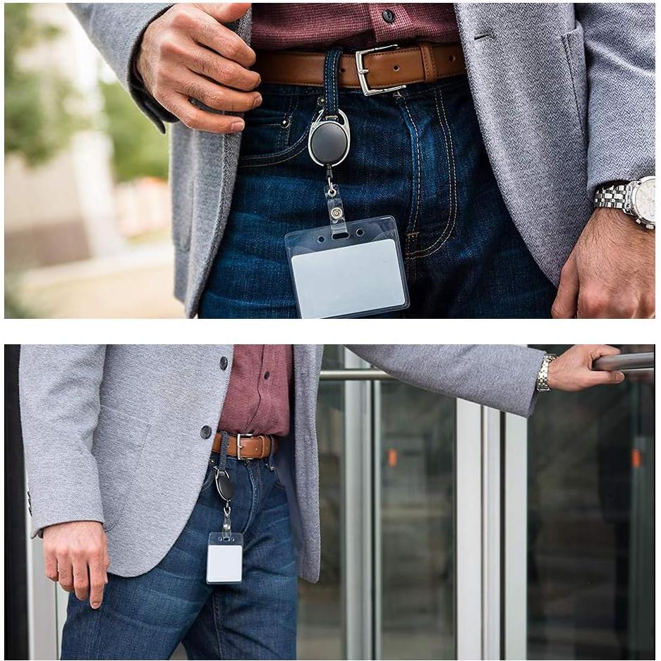 14 Portatarjetas Retráctiles Viaky con Clips y Cuerda 60cm