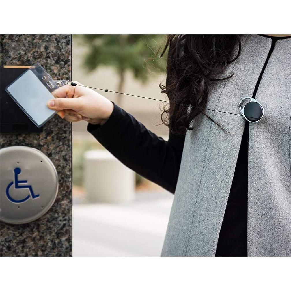 14 Portatarjetas Retráctiles Viaky con Clips y Cuerda 60cm