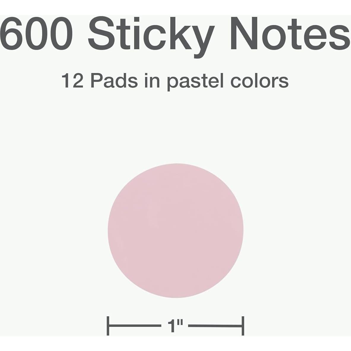 Notas Adhesivas Transparentes Redi-Tag 2.54 cm 600 Piezas Pastel