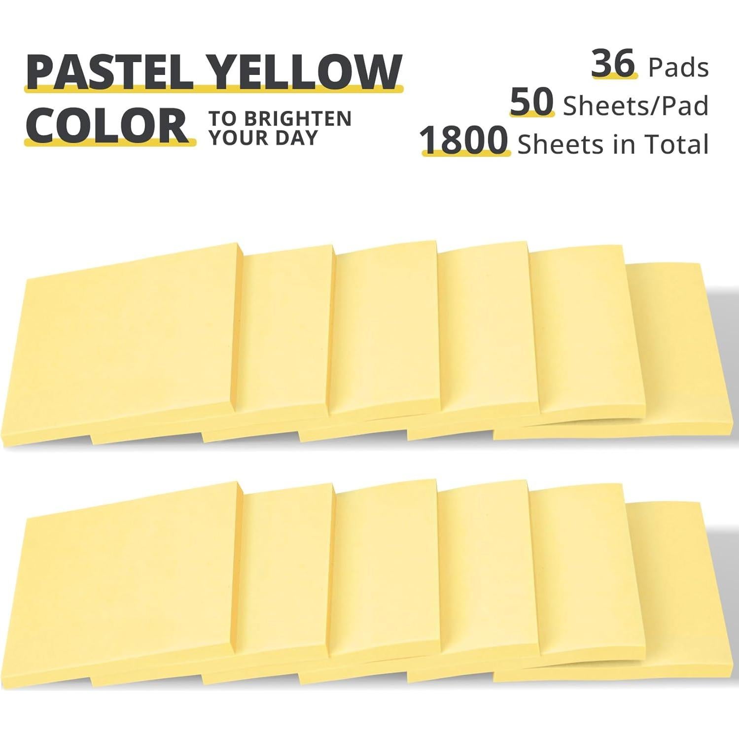 Notas Adhesivas Taja Amarillo Pastel 7.62x7.62 cm - Paquete 36