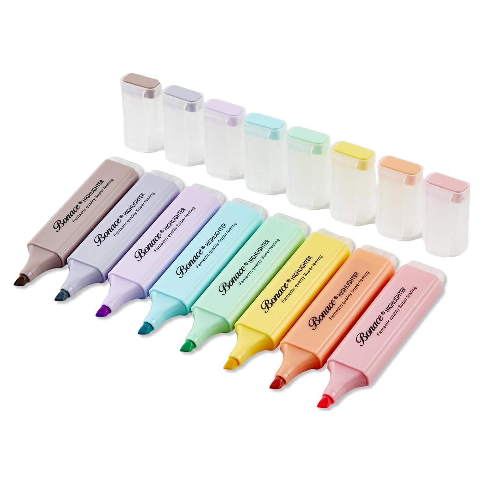 Marcadores Fluorescentes Pastel BONACE - 8 Colores Cincel