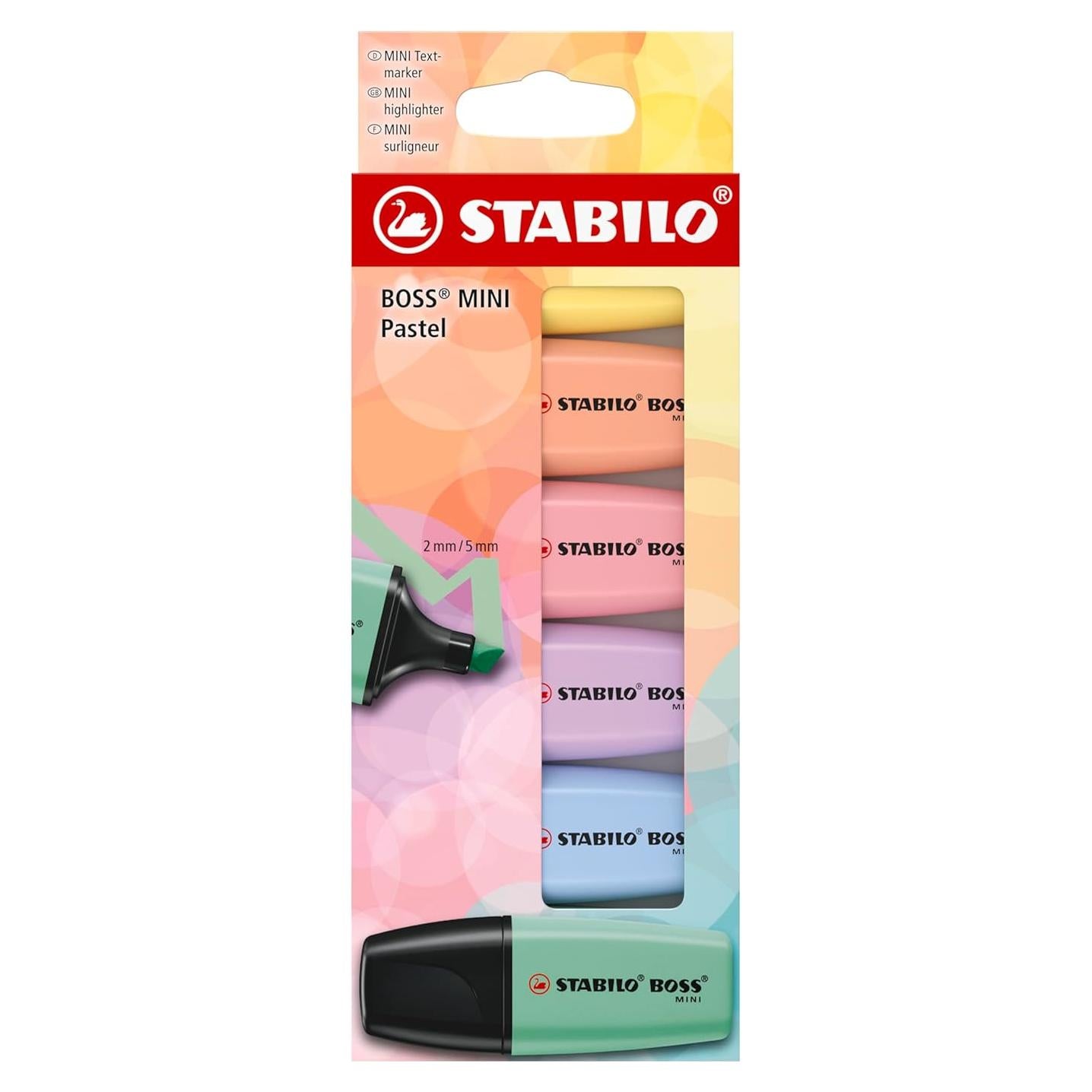Resaltadores STABILO Boss Mini Pastel x 6 - Tinta a Base de Agua