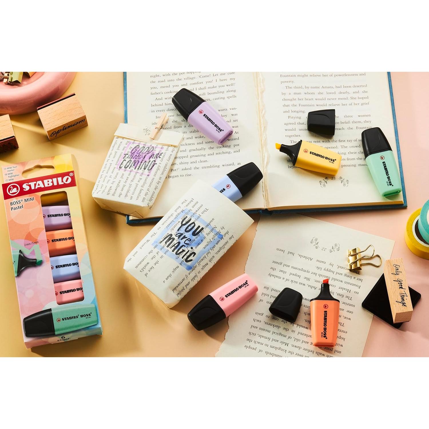 Resaltadores STABILO Boss Mini Pastel x 6 - Tinta a Base de Agua