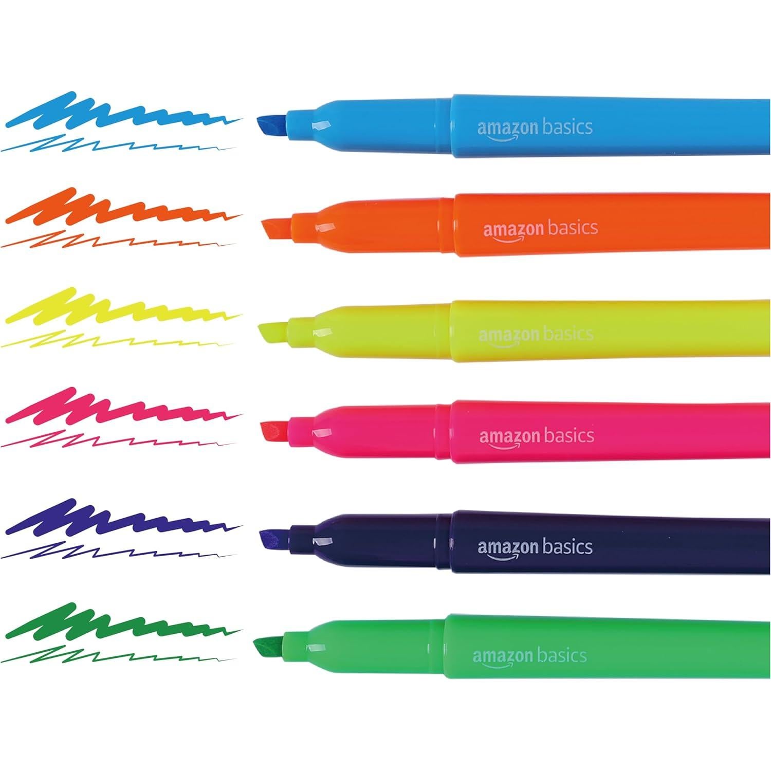 Marcadores Fluorescentes Amazon Basics, Punta Cincel, 12 Colores