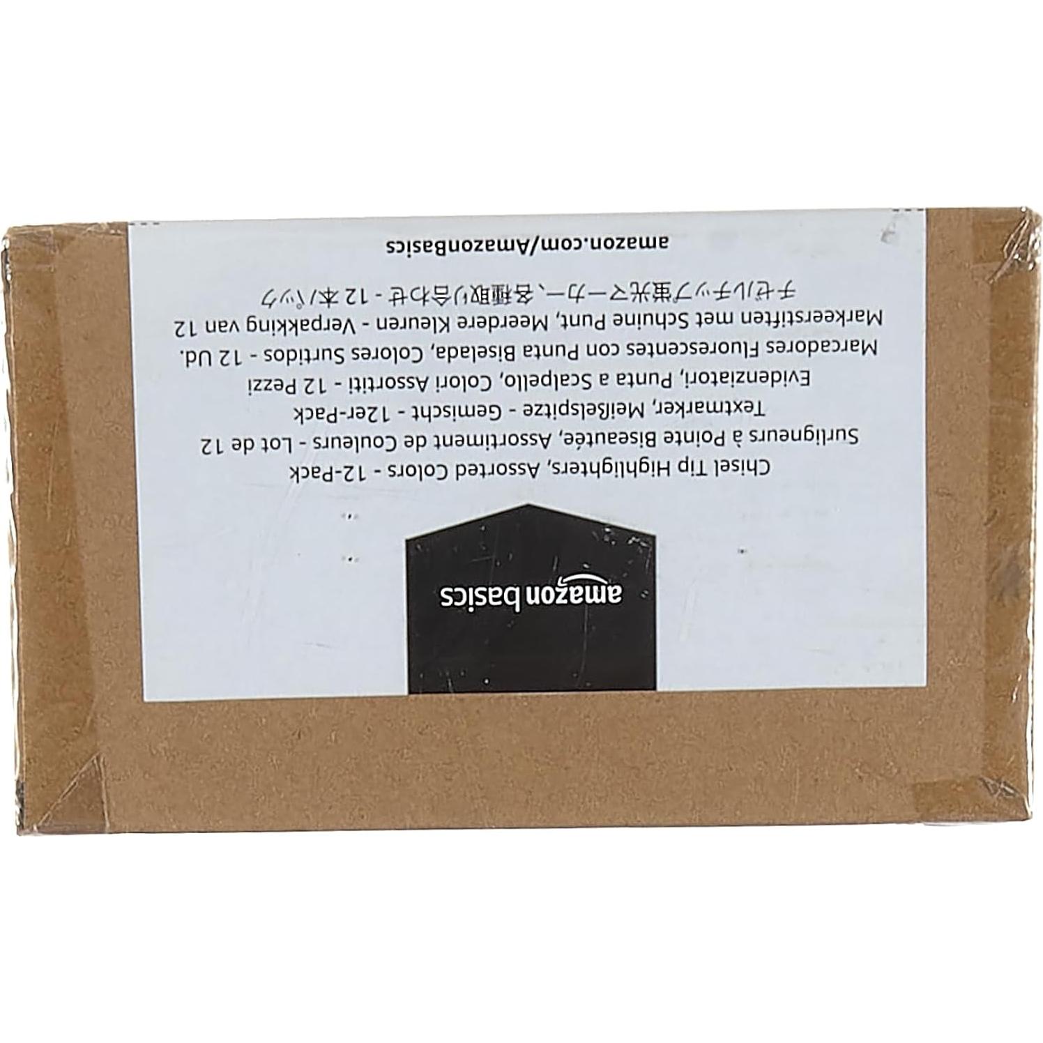 Marcadores Fluorescentes Amazon Basics, Punta Cincel, 12 Colores