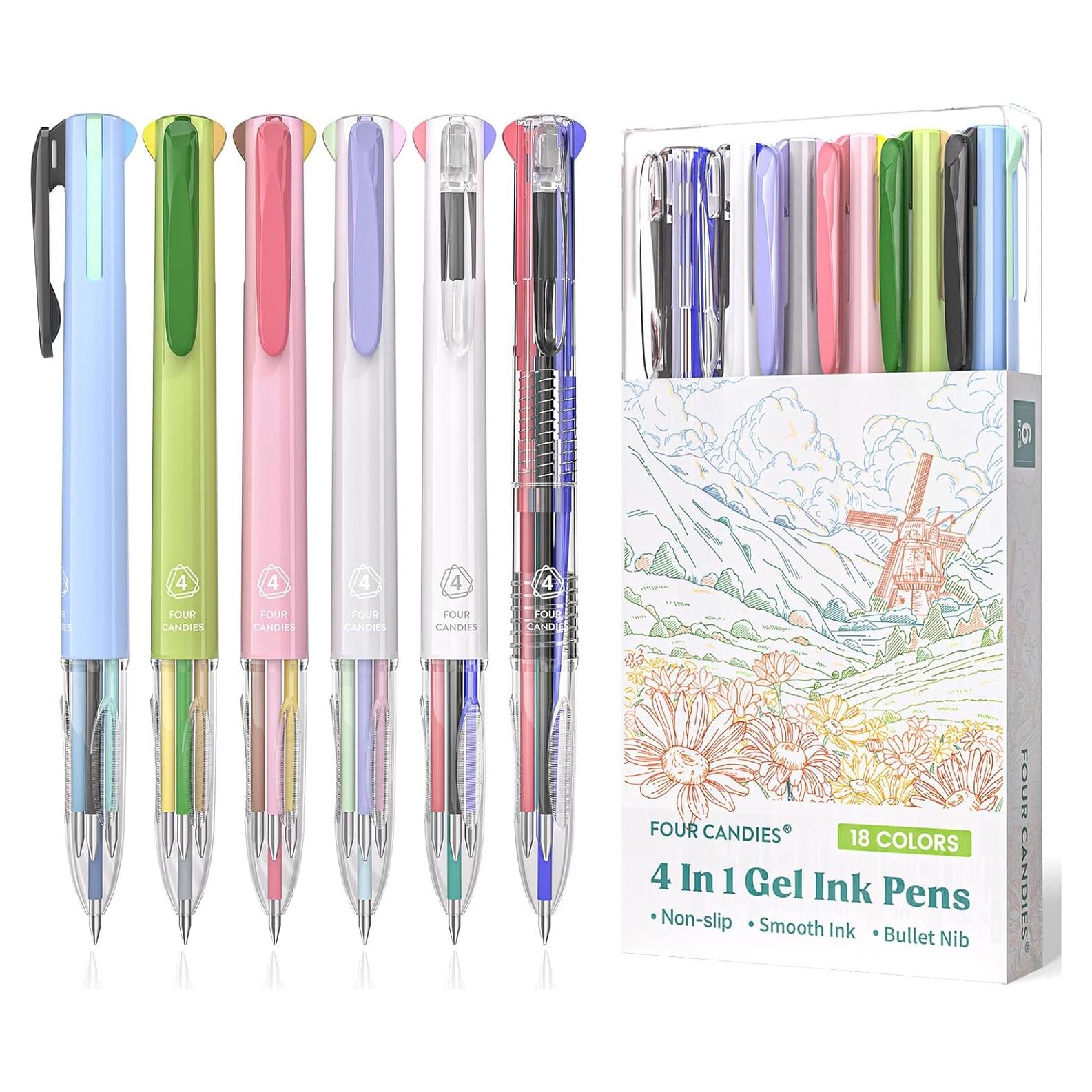 Bolígrafo Multicolor Cuatro Caramelos 6 PCS 0.5mm Gel Retráctil