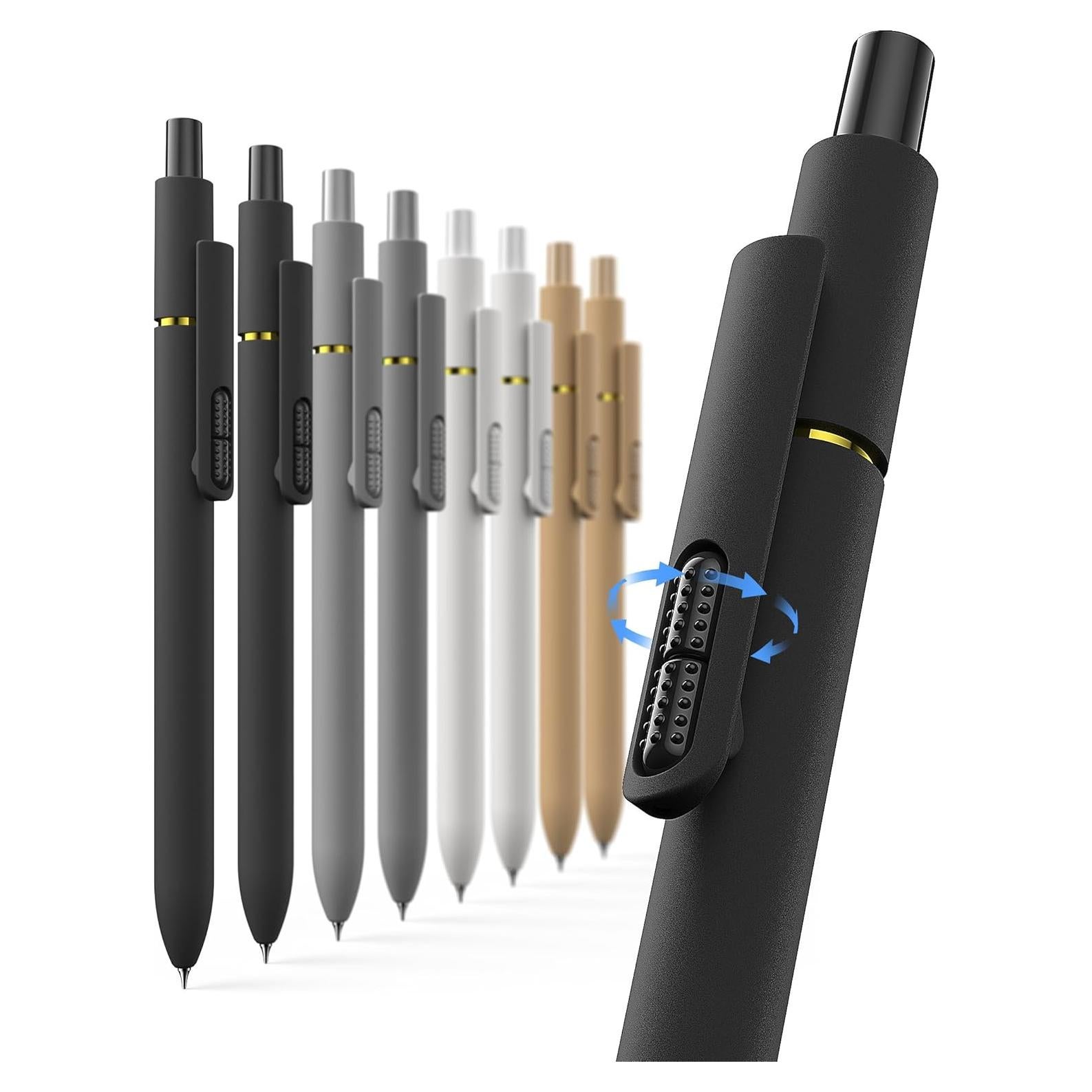 Bolígrafos de Gel Hiacry 0.7mm Tinta Negra 8 Pcs Escritura Suave