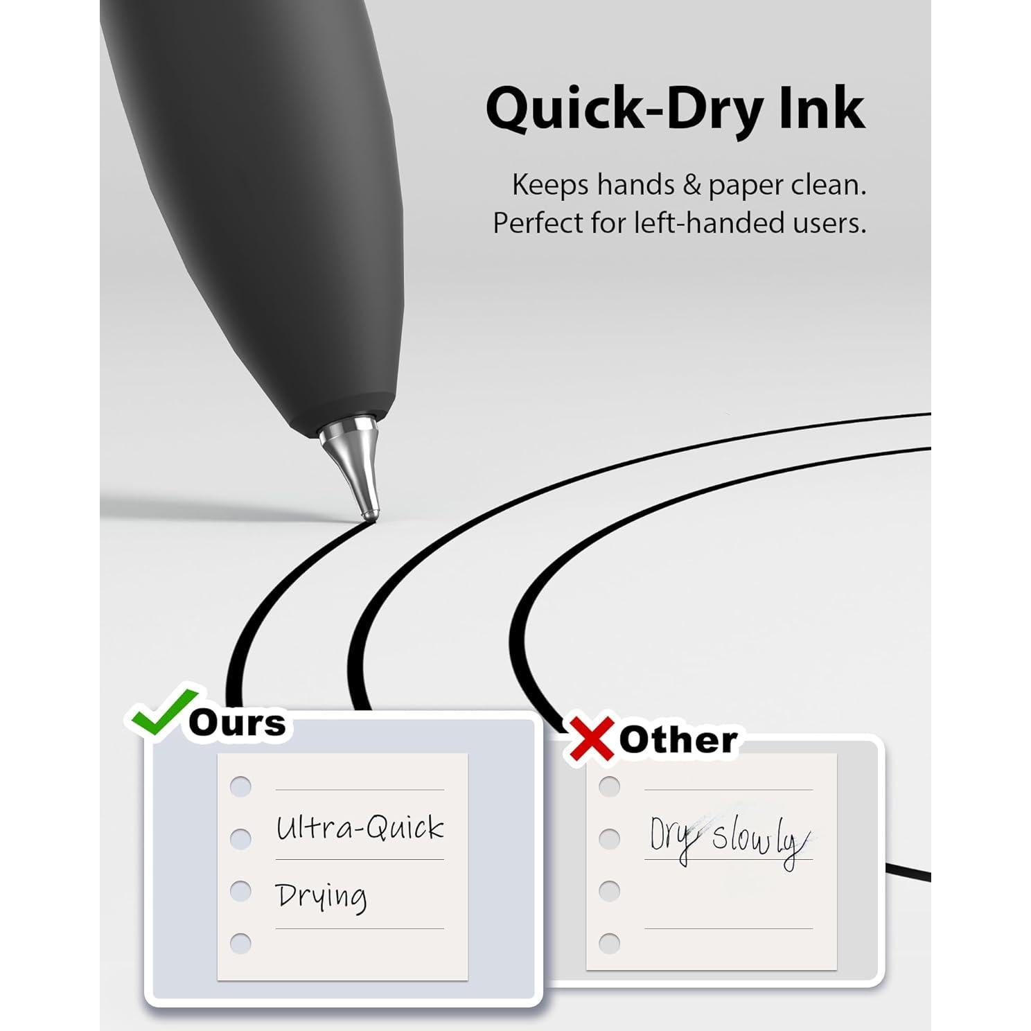 Bolígrafos de Gel Hiacry 0.7mm Tinta Negra 8 Pcs Escritura Suave