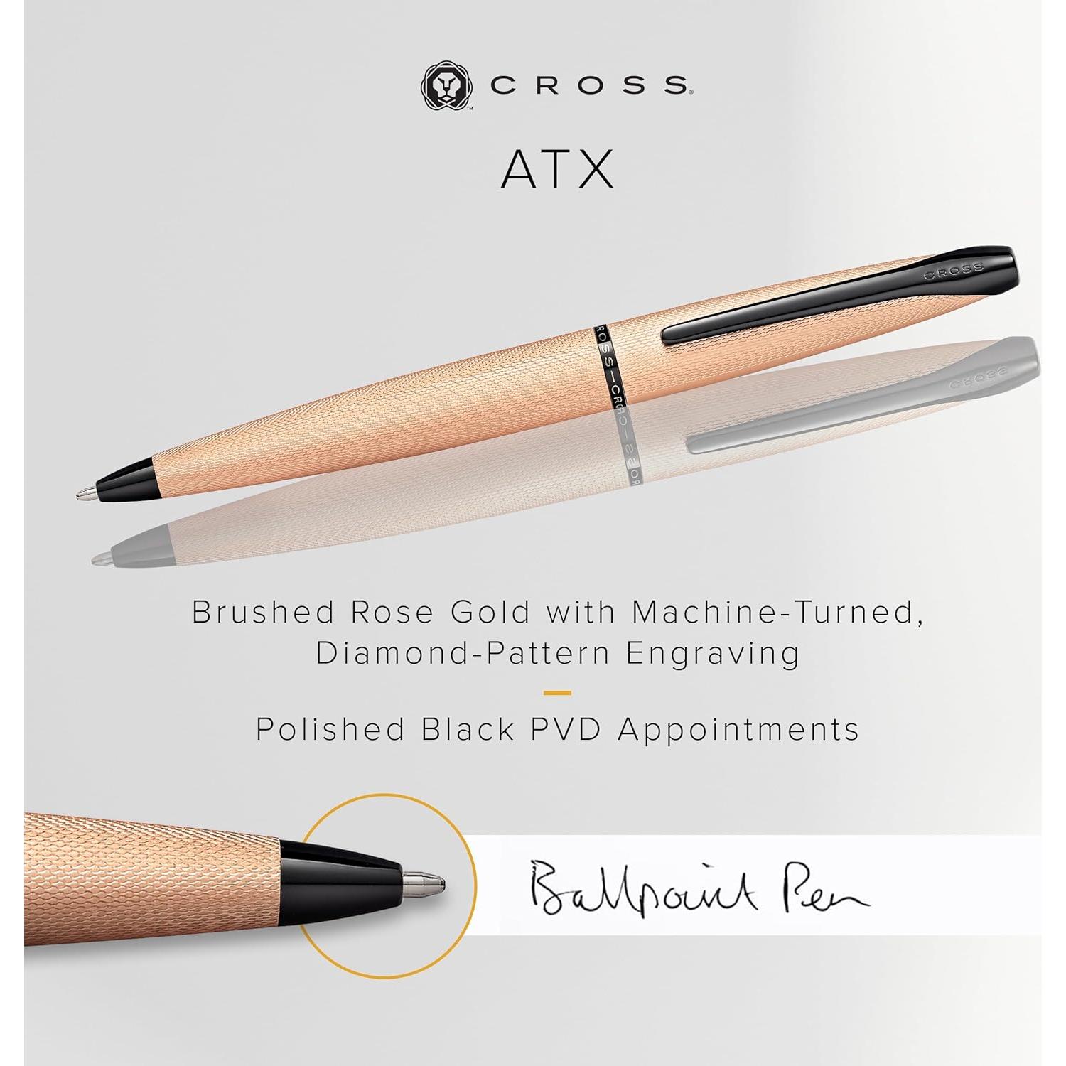 Bolígrafo Recargable Cross ATX Oro Rosa Arenado Punta Fina