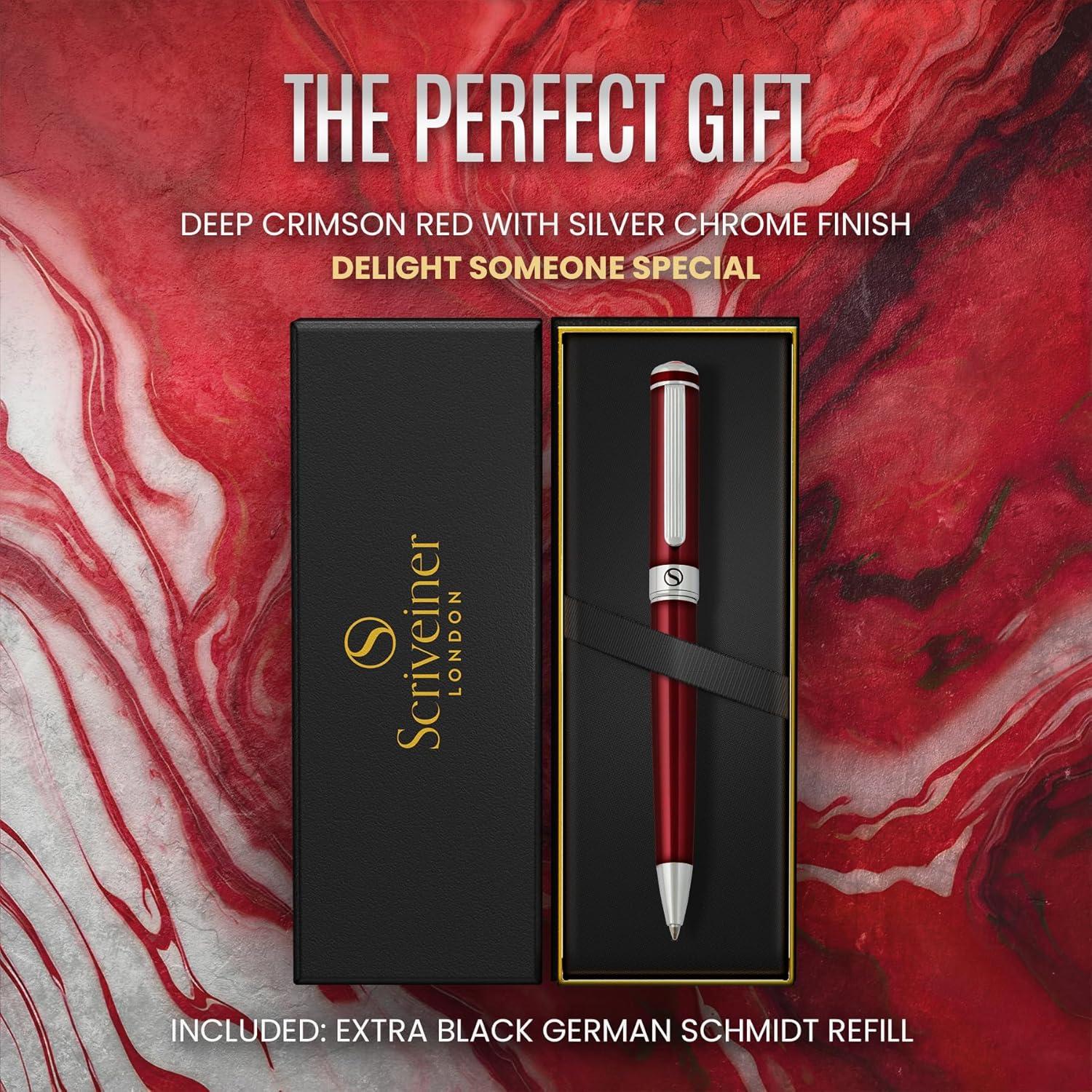 Bolígrafo de Lujo Scriveiner Rojo Carmesí con Cromo