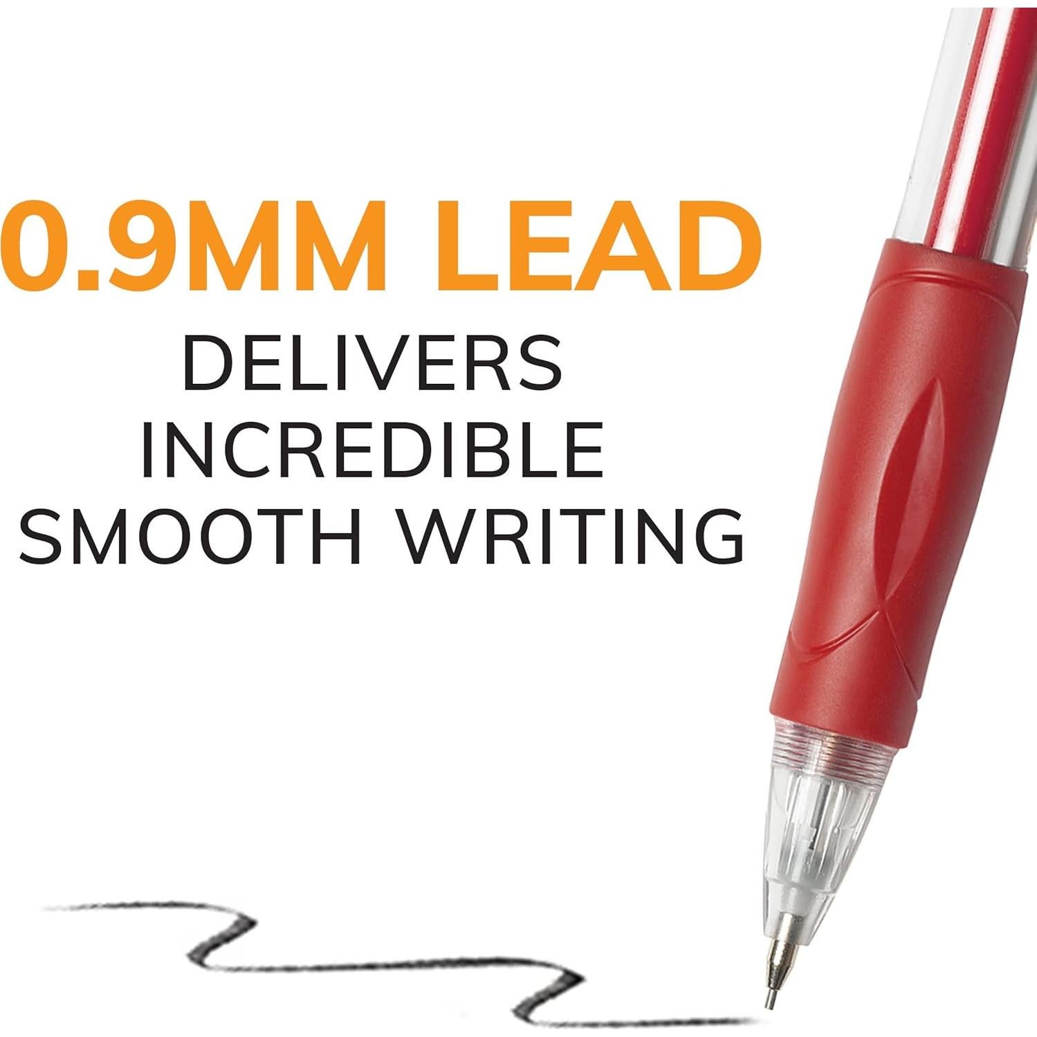 Lápices Mecánicos BIC Velocity 0.9mm Coloridos con Borradores - Paquete de 12