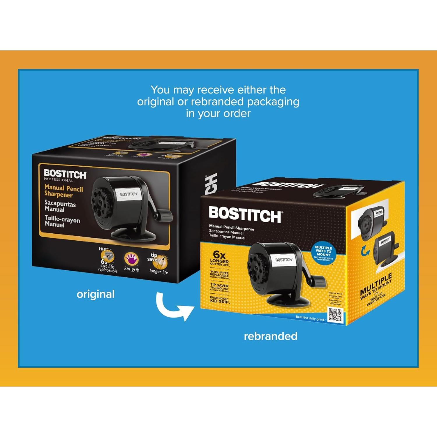 Afilador de Lápices Manual Bostitch MPS1-BLK Montaje en Pared