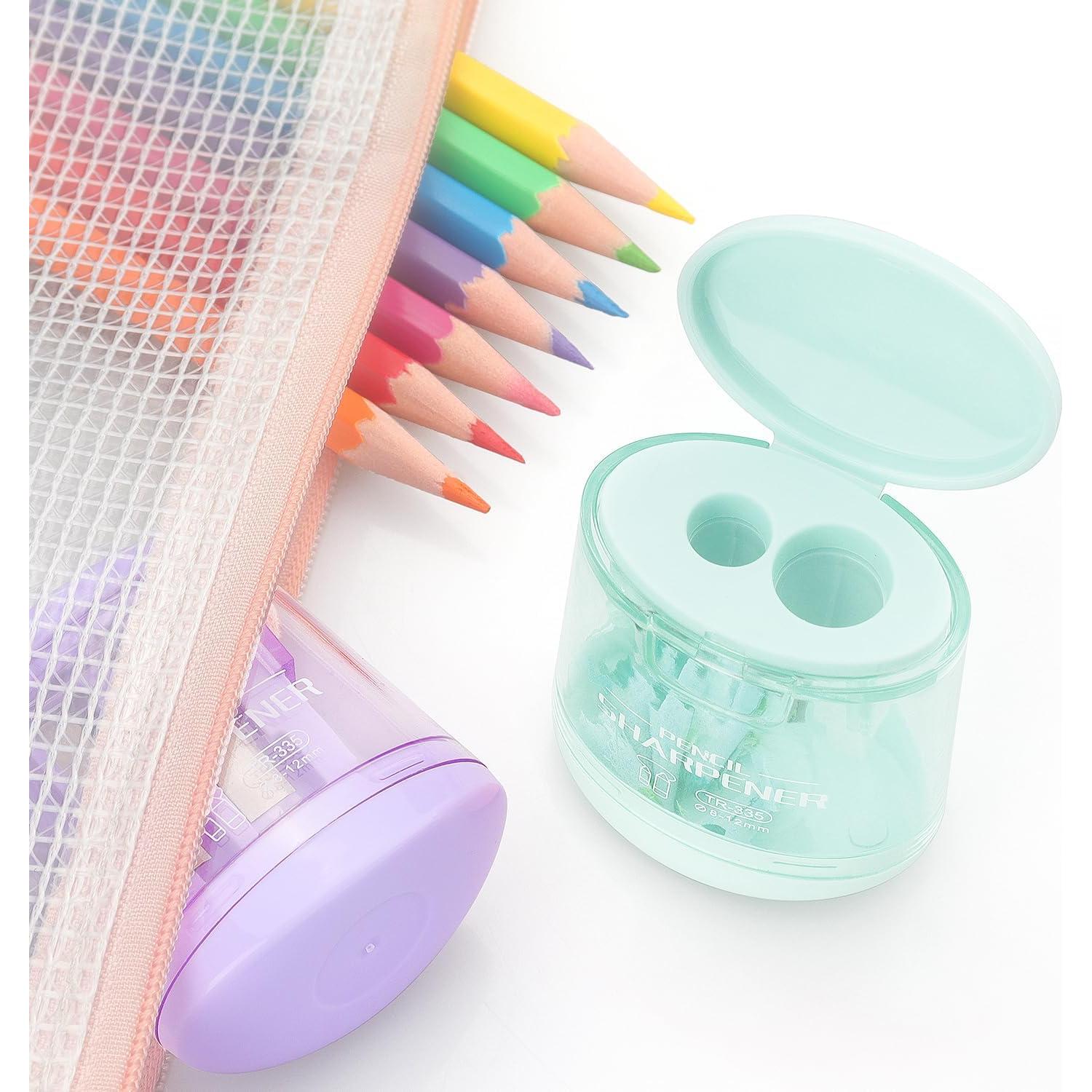 Paquete de 4 Sacapuntas Manuales Tamaki Doble Agujero Colores