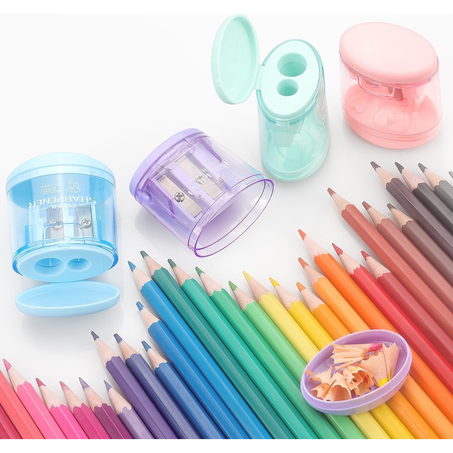 Paquete de 4 Sacapuntas Manuales Tamaki Doble Agujero Colores