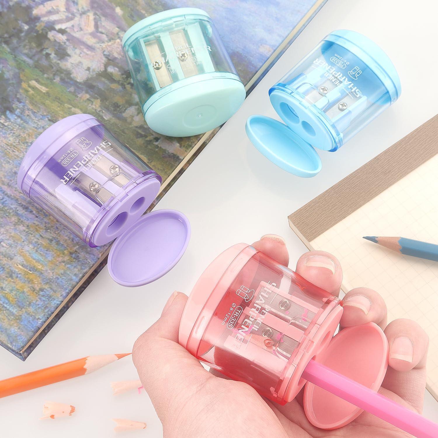 Paquete de 4 Sacapuntas Manuales Tamaki Doble Agujero Colores