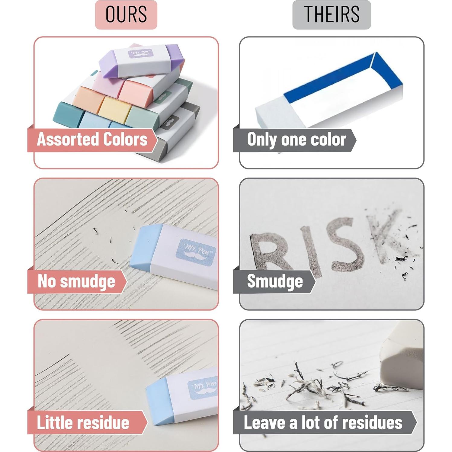 Gomas de Borrar Mr. Pen, 10 Piezas, Colores Morandi