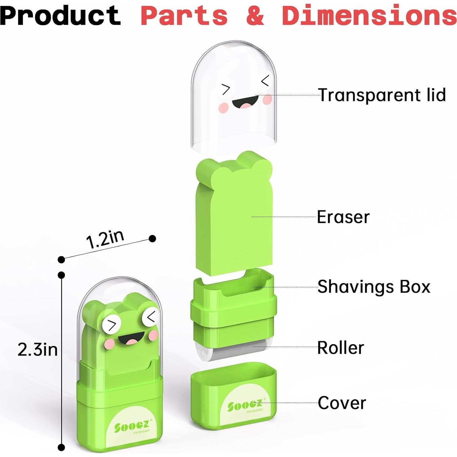 Gomas de Borrar Sooez Paquete de 12 con Rodillo Animal