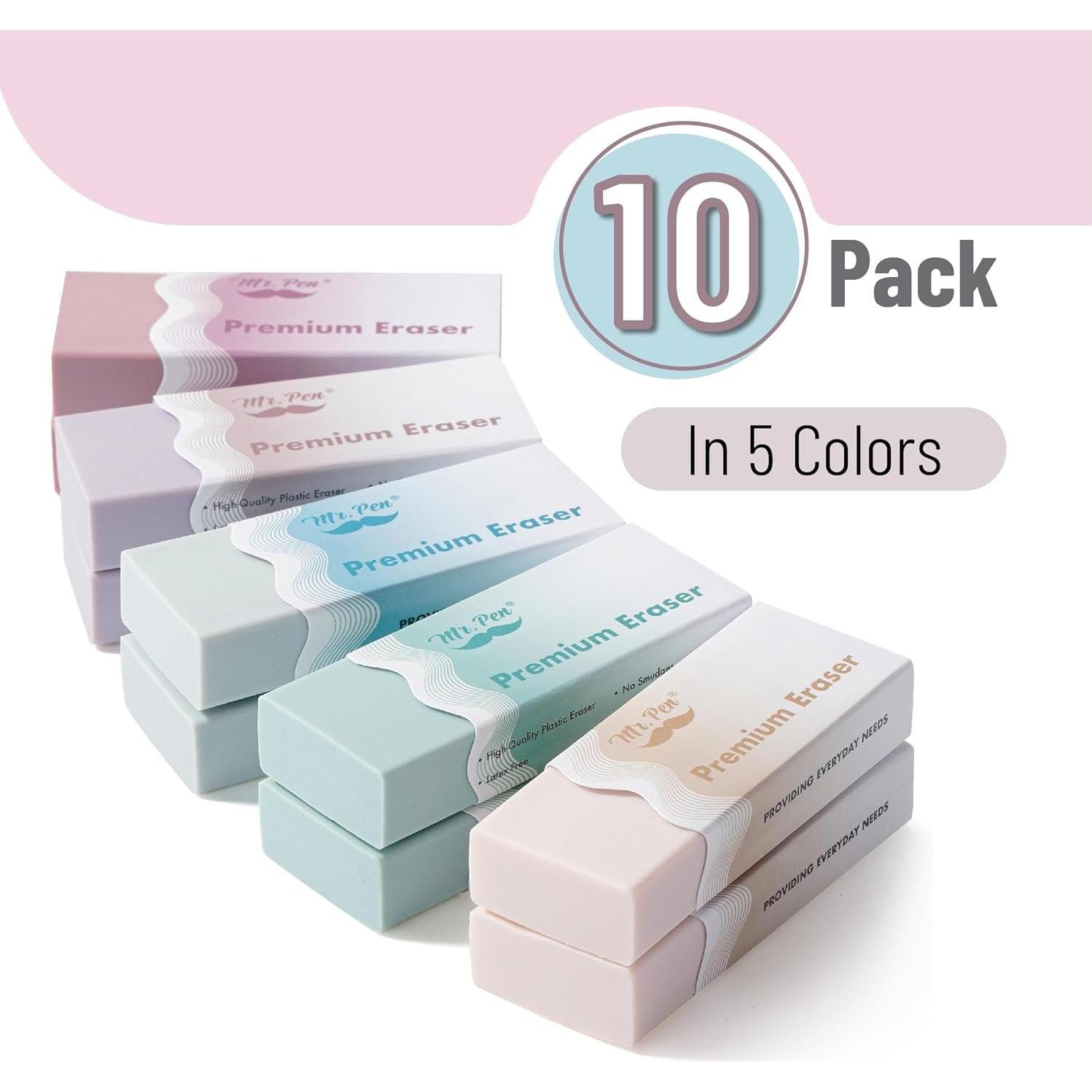 Gomas de Borrar Mr. Pen - 10 Piezas Colores Morandi