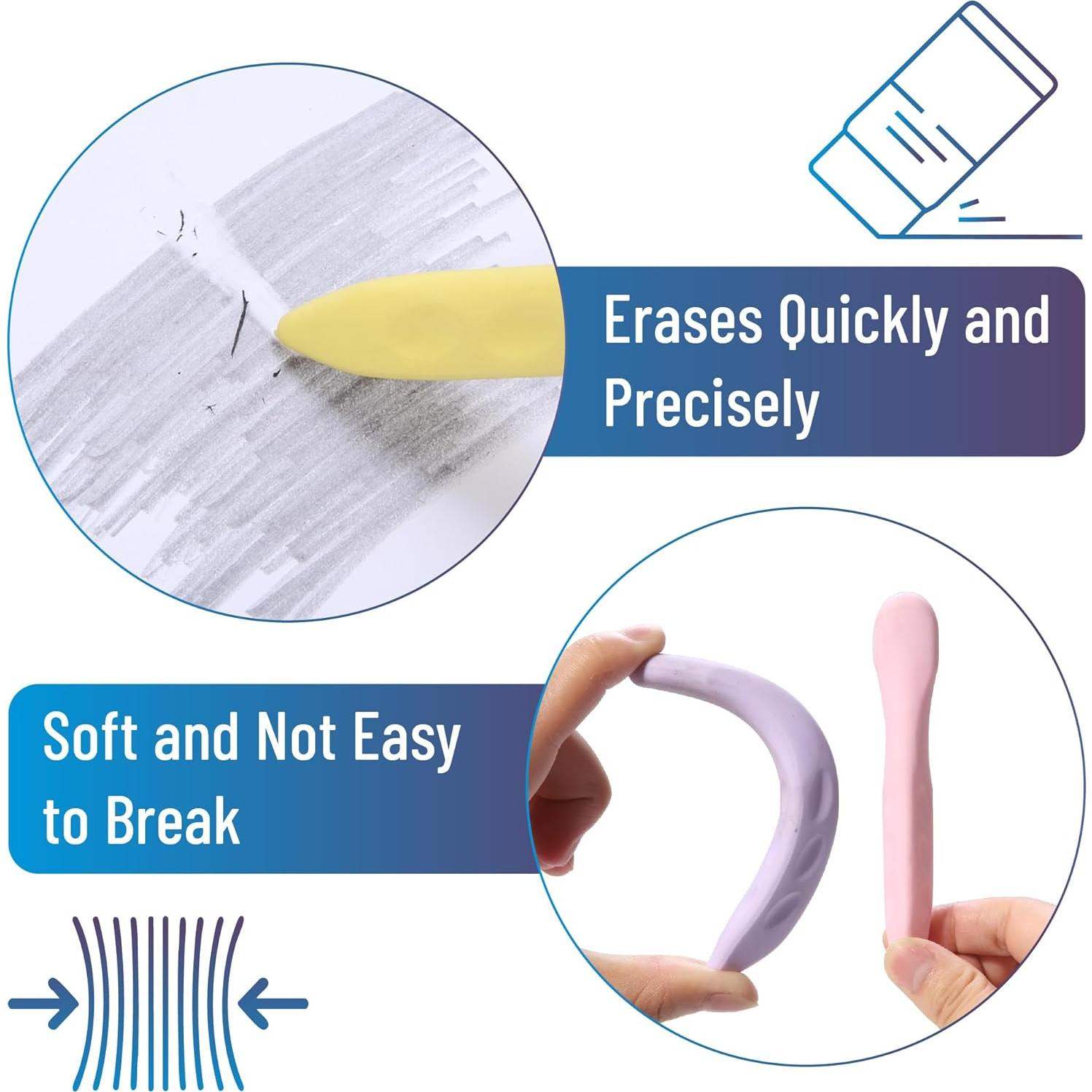 Gomas de Borrar Mr. Pen en Forma de Bolígrafo - Paquete de 3 Colores Pastel