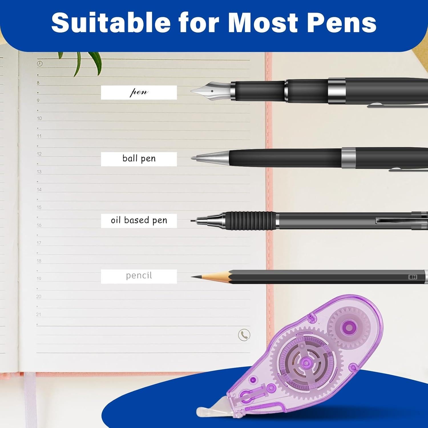 Cinta Correctora Mini XIGGA Blanca 6 Paquetes 6m Secado Rápido