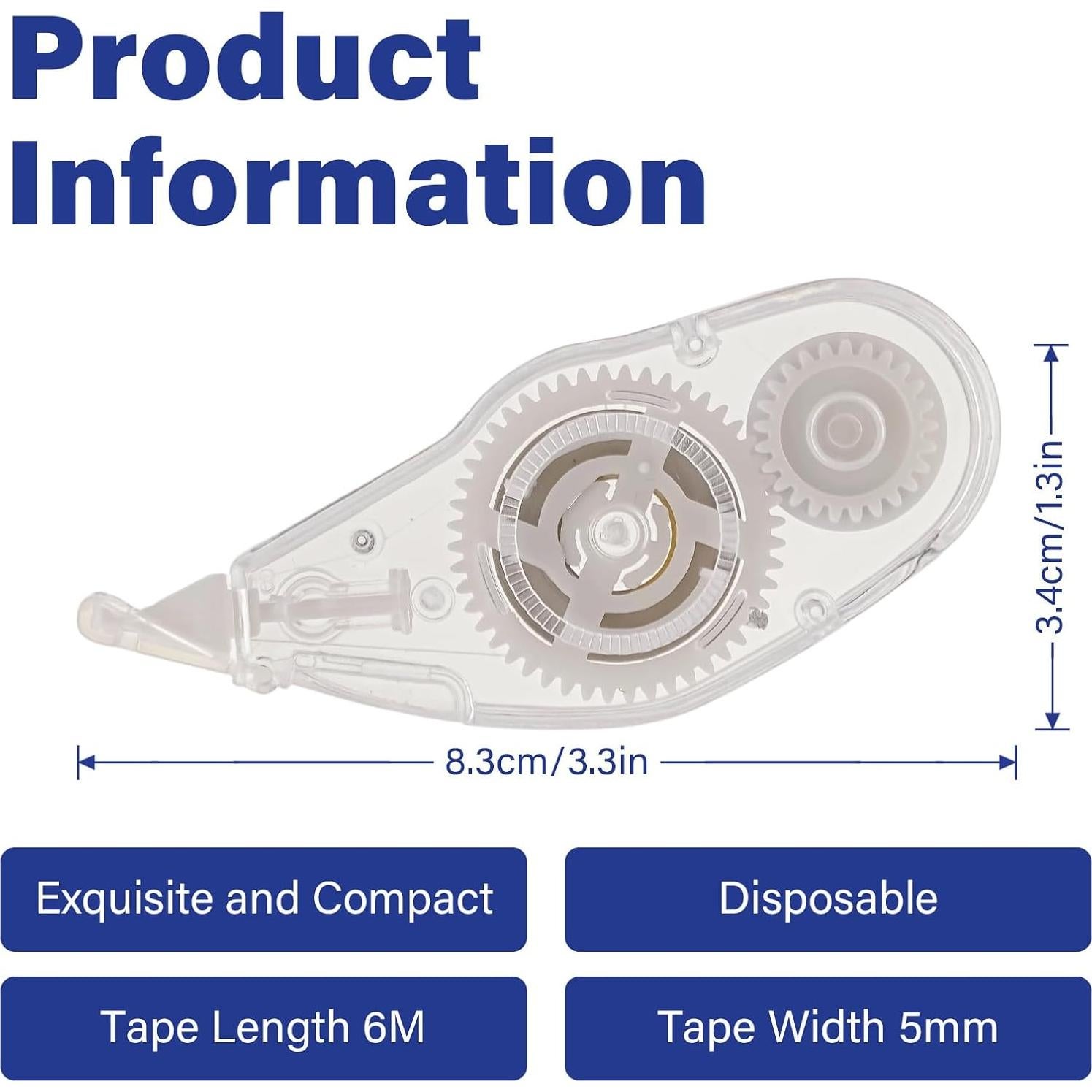 Cinta Correctora Mini XIGGA Blanca 6 Paquetes 6m Secado Rápido