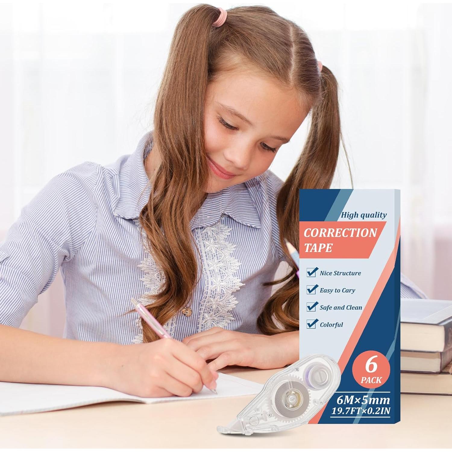 Cinta Correctora CUXFLS 6 Piezas 19.7m Blanca Secado Rápido