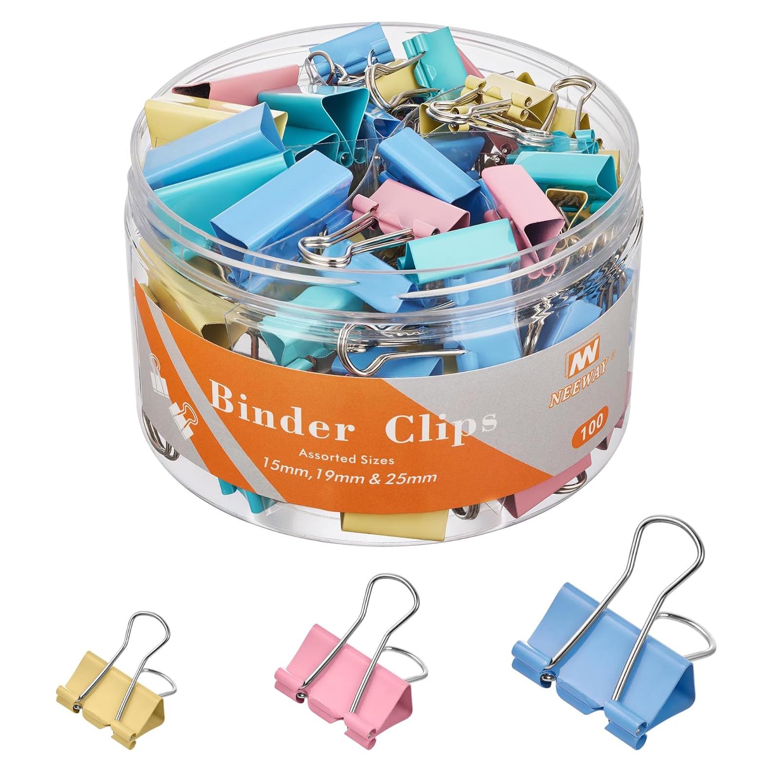 Clips de Carpeta Metálicos NEEWAY 100 Piezas Multicolor