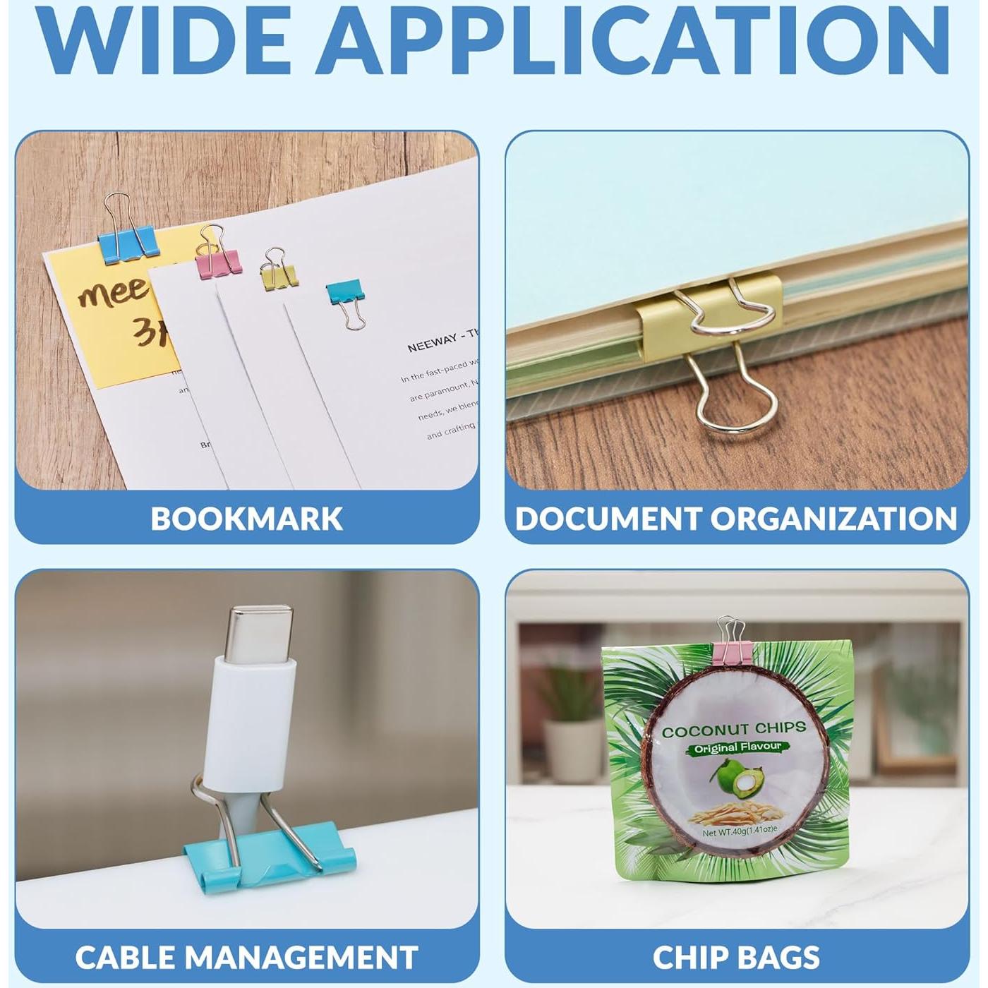 Clips de Carpeta Metálicos NEEWAY 100 Piezas Multicolor