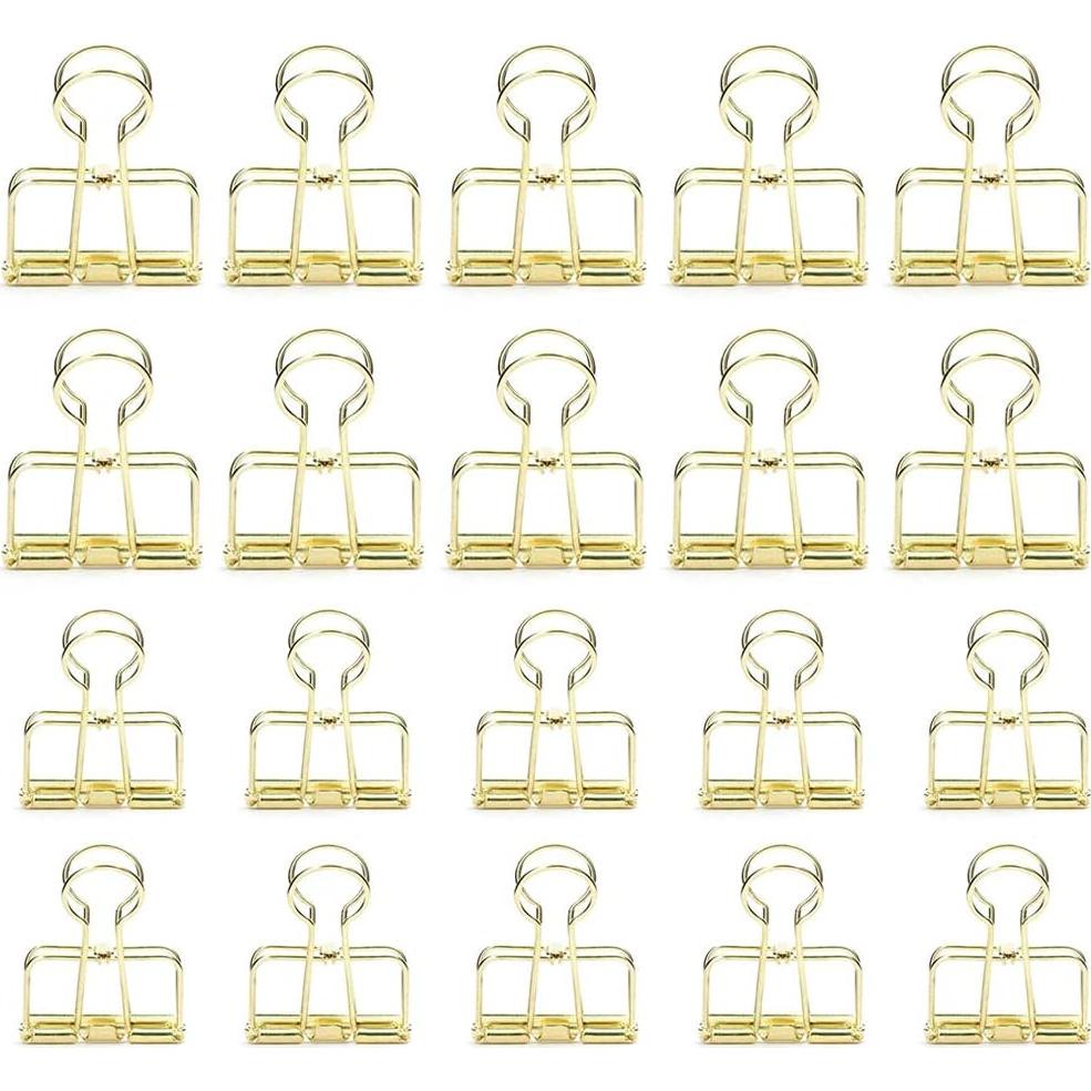 20 Clips de Papel Dorados DEEDYGO de Acero Inoxidable