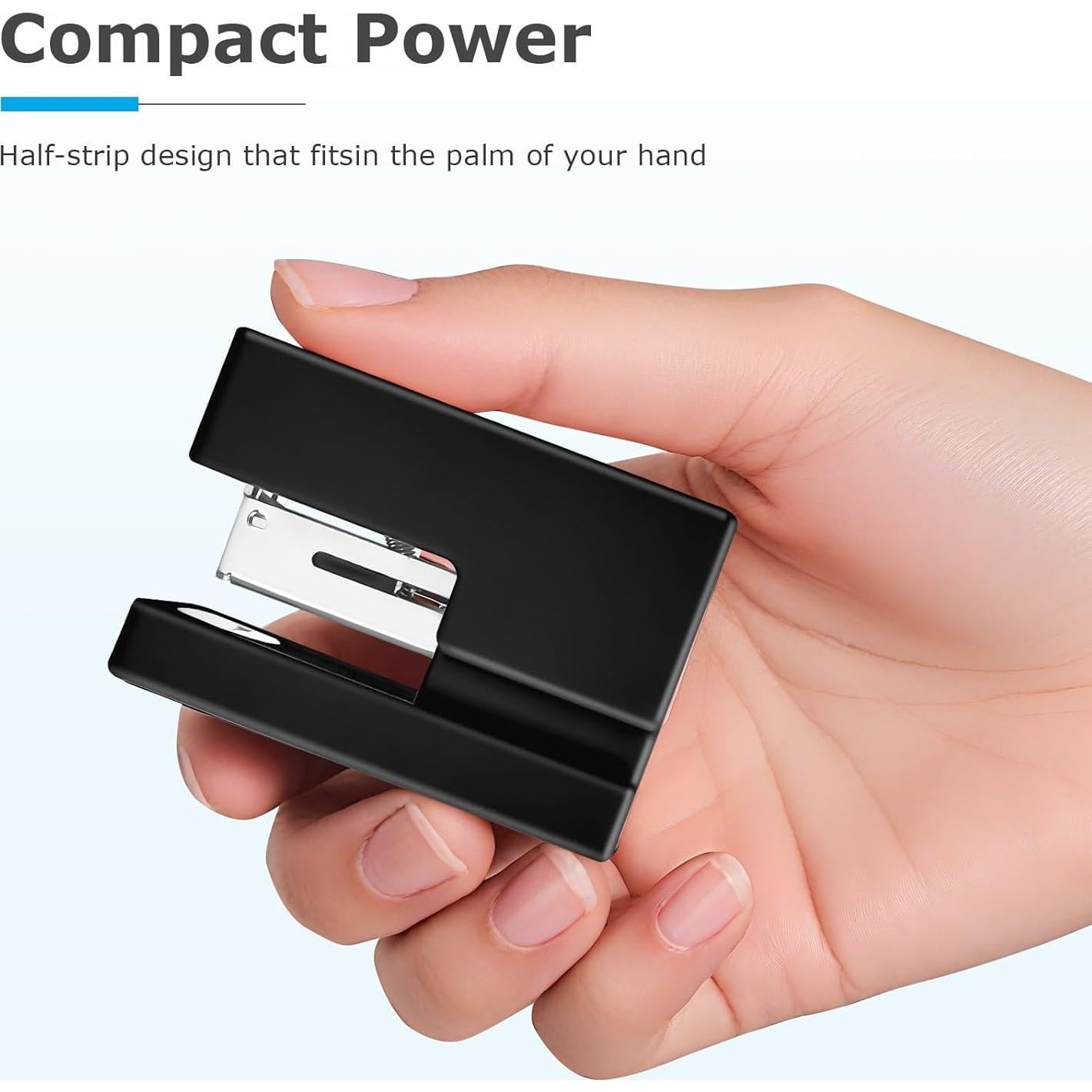 Mini Grapadora Yzkula Negra - Capacidad 25 Hojas, 830 Grapas