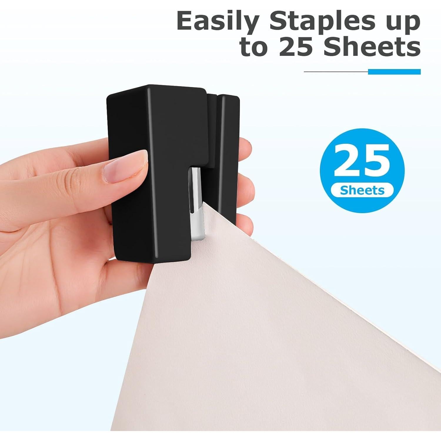 Mini Grapadora Yzkula Negra - Capacidad 25 Hojas, 830 Grapas