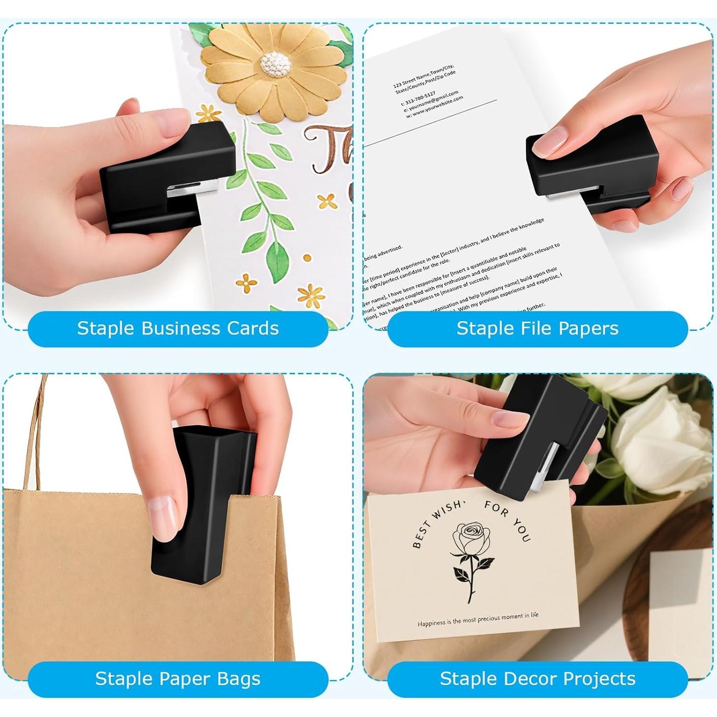 Mini Grapadora Yzkula Negra - Capacidad 25 Hojas, 830 Grapas