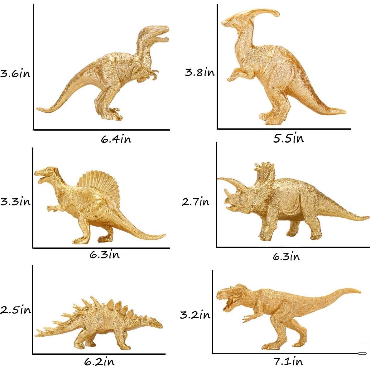 Figuritas de Dinosaurios Dorados Jumbo BOLZRA 12PCS 15cm